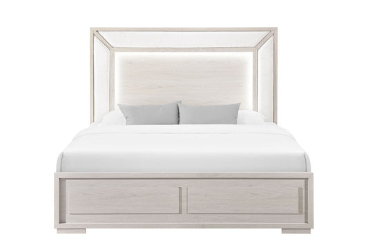 Clara - King Bed With LED - Beige