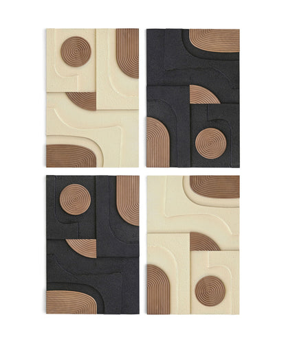 Element - 50" Mango Wood 4 Piece Wall Art - Natural