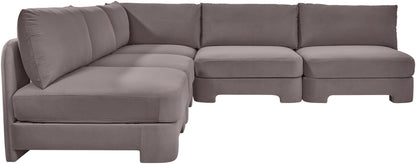 Hammond - Velvet Performance Fabric Upholstered 5 Piece Armless Sectional