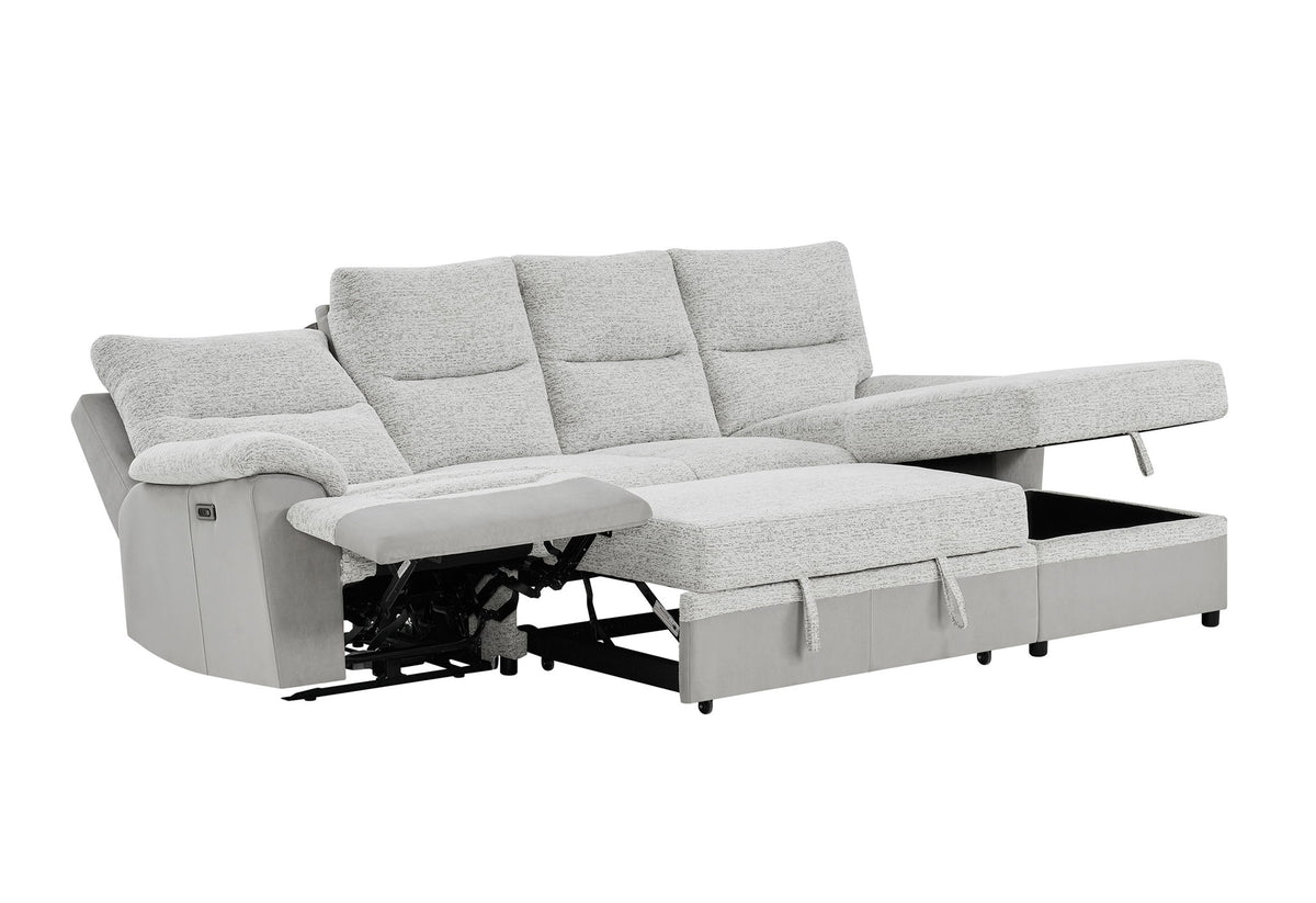 U3822 - Left Facing Power Recliner With USB - Light Gray