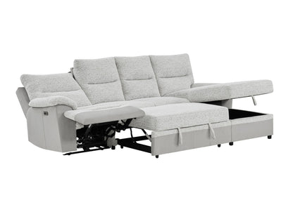 U3822 - Left Facing Power Recliner With USB - Light Gray
