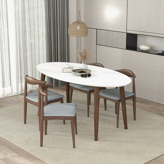 Ada - Oval Dining Table And 4 Side Chairs - White