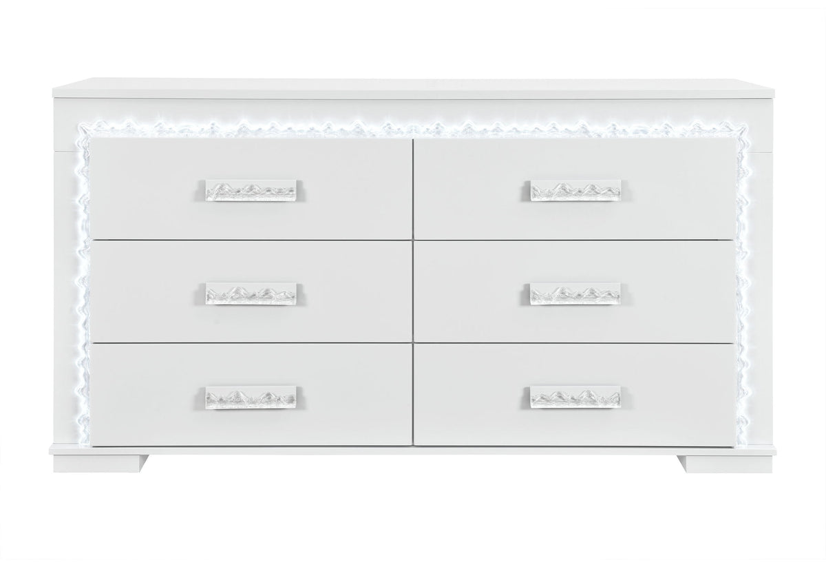 Naomi - 4 Piece Bedroom Set (Full Bed, Dresser, Mirror, Nightstand) - Silver Marble