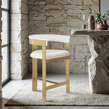 Load image into Gallery viewer, Romeo - Faux Leather Counter Stool With Gold Base (Set of 2)
