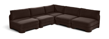 Hammond - Velvet Performance Fabric Upholstered 5 Piece Armless Sectional