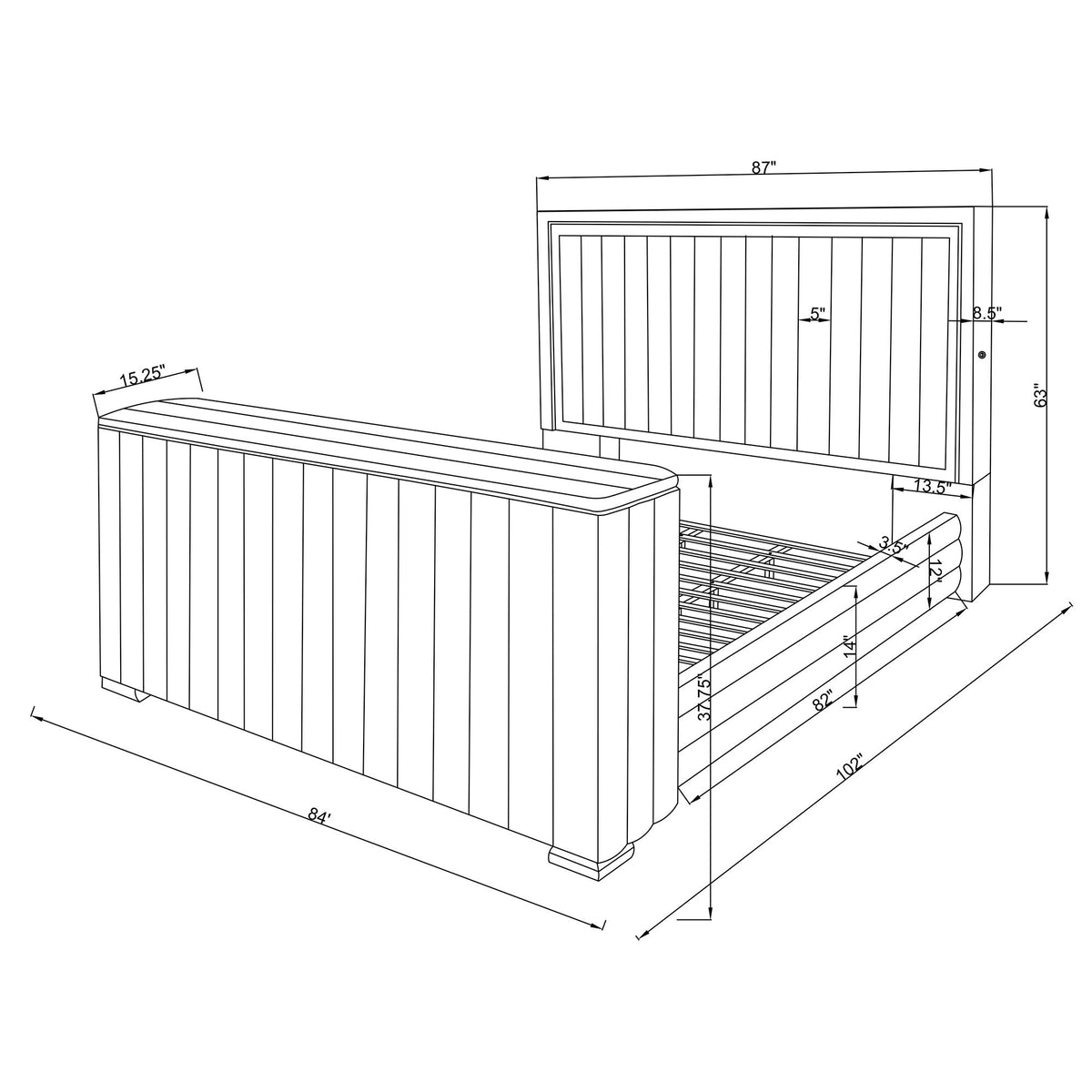 Elliot - Bed With Immersive Sound, LED Lighting, Fireplace Footboard, TV Lift