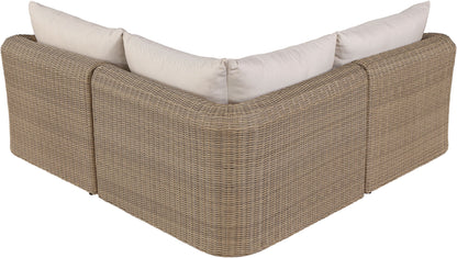 Seacrest - Olefin Water Resistant Fabric And Wicker 3 Piece Outdoor Patio Modular Sectional