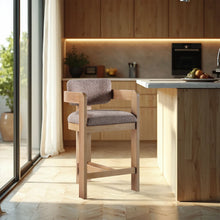 Load image into Gallery viewer, Sacha - Linen Stool With Natural Base
