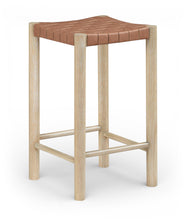 Load image into Gallery viewer, Entwine - Vegan Leather Upholstered Backless Counter Stool - Painted Natural
