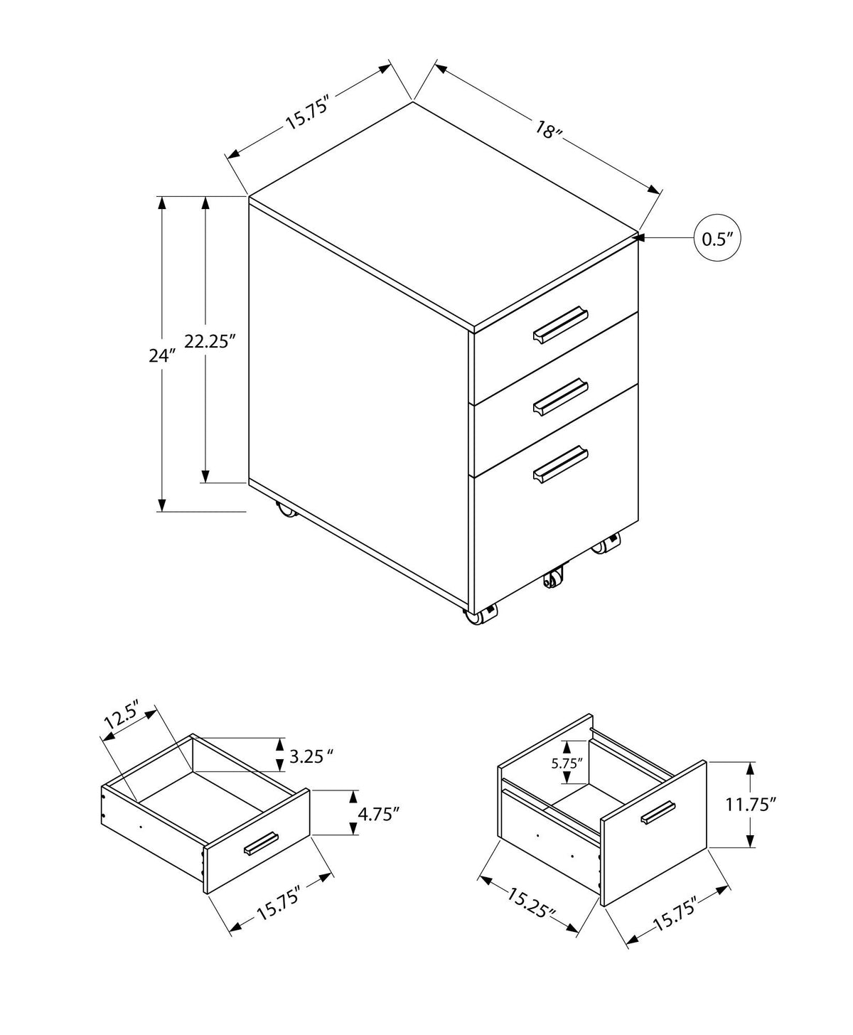 File Cabinet, Rolling Mobile, Storage Drawers, Printer Stand, Office, Work, Contemporary, Modern - Ego Home Furniture