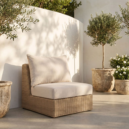 Seacrest - Olefin Water Resistant Fabric And Wicker Outdoor Patio Armless Chair