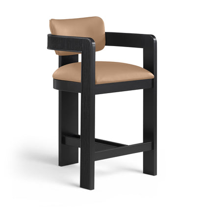 Sacha - Vegan Leather Upholstered Counter Stool With Black Base