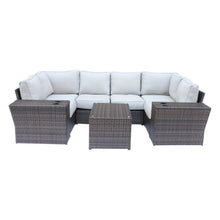 Load image into Gallery viewer, Outdoor Wicker Sectional With Weather Resistant Cushions And Table
