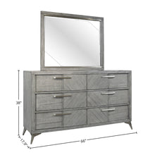 Load image into Gallery viewer, 6 Drawer Dresser Book Matched Veneers - Gray

