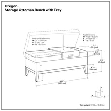 Load image into Gallery viewer, Oregon - Storage Ottoman Bench With Tray - Distressed Black

