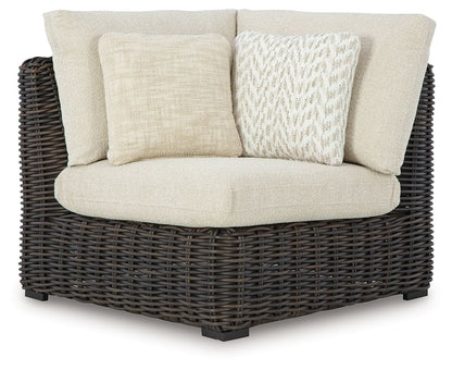 Kimora - Corner With Cushion - Beige / Dark Brown