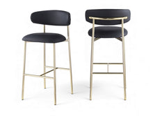 Load image into Gallery viewer, Lupita - Vegan Leather Upholstered Bar Stool With Brushed Gold Frame (Set of 2)
