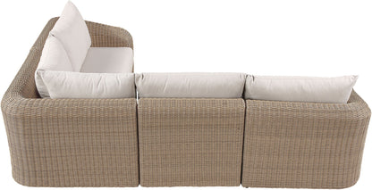 Seacrest - 123.25" Olefin Water Resistant Fabric And Wicker 4 Piece Outdoor Patio Modular Sectional