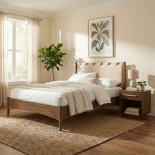 Load image into Gallery viewer, Santos - Vegan Leather Headboard And Wood Bed - Waxed Brown Frame
