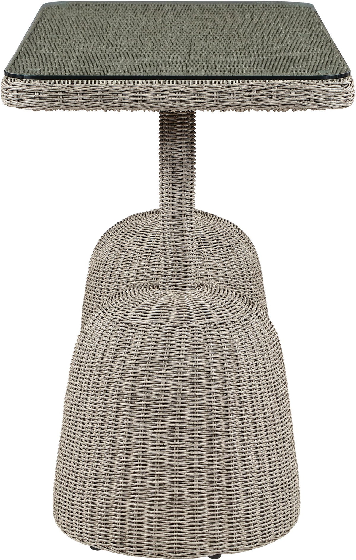 Seacrest - Tempered Glass Top And Wicker Outdoor Patio Bar Height Table