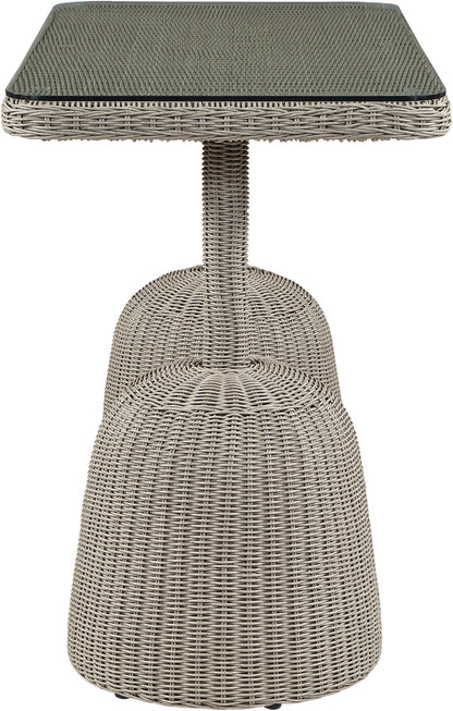 Seacrest - Tempered Glass Top And Wicker Outdoor Patio Bar Height Table