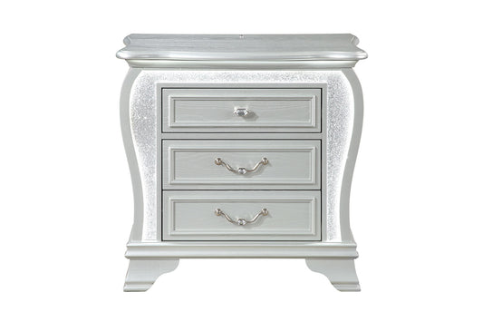 Aria - Nightstand With LED - Silver