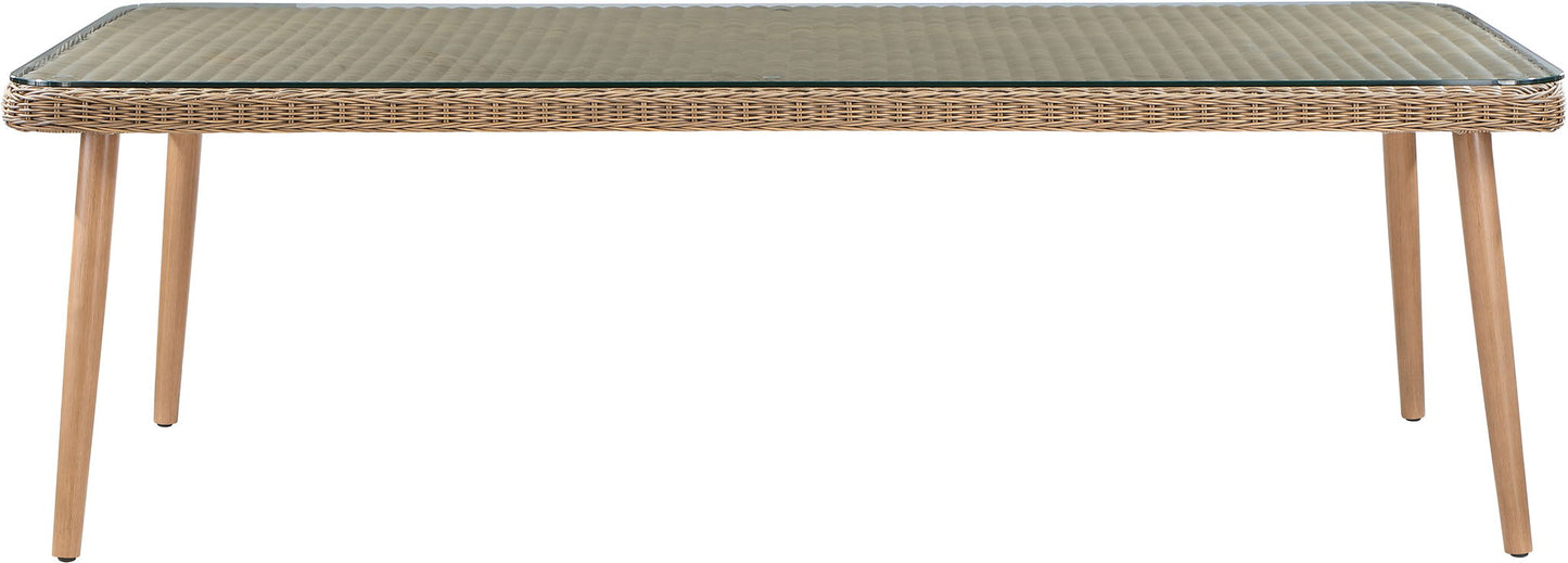 Seacrest - Tempered Glass Top And Wicker Outdoor Patio Dining Table