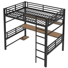 Load image into Gallery viewer, Full Size Loft Bed Frame With Storage Shelf And LED Light - Black
