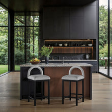 Load image into Gallery viewer, Conrad - Linen Counter Stool With Black Legs
