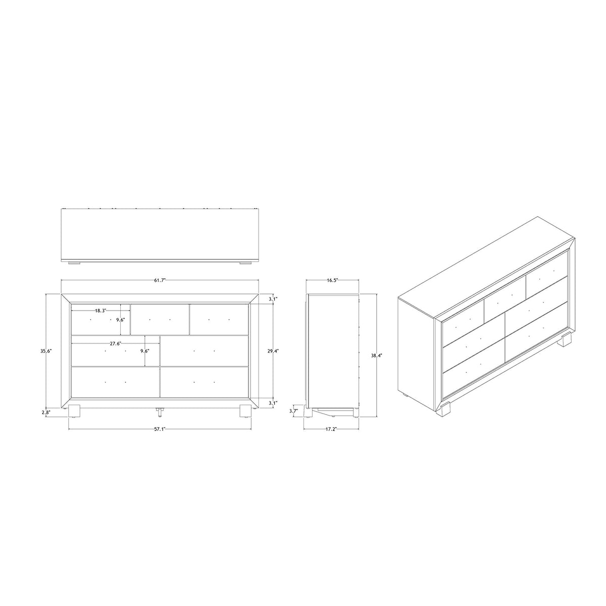 Skye - Marble Dresser - White