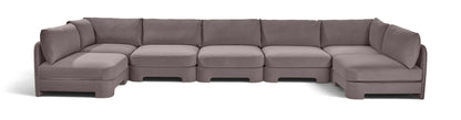 Hammond - Velvet Performance Fabric Upholstered 7 Piece U-Shaped Armless Sectional
