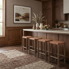 Load image into Gallery viewer, Entwine - Vegan Leather Upholstered Backless Counter Stool - Painted Brown
