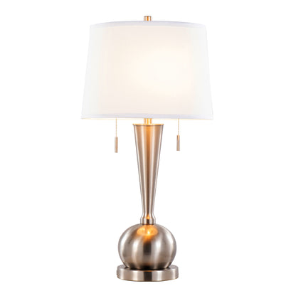 Jules - Contemporary Table Lamp Built In USB Port (Set of 2) - Brushed Nickel