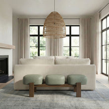 Load image into Gallery viewer, Woodcrest - Vegan Leather Upholstered Bench - Painted Brown Walnut Base
