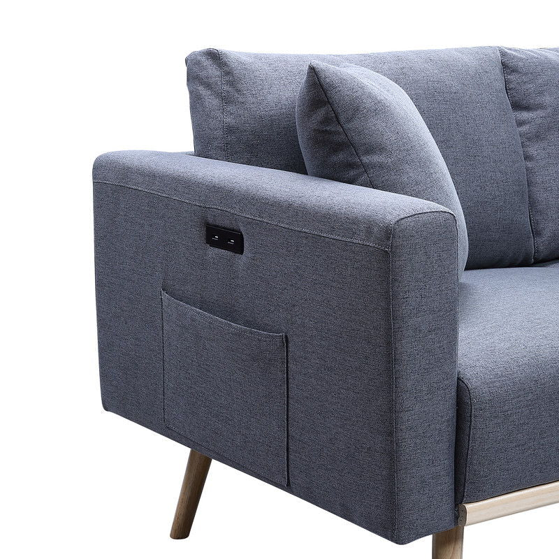 Easton - Fabric Loveseat With USB Charging Ports Pockets And Pillows
