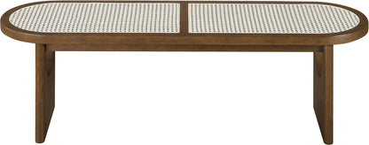 Canovia - Solid Wood And Faux Cane Bench