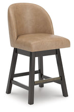 Load image into Gallery viewer, Neymorton - Upholstered Swivel Faux Leather Barstool (Set of 2) - Dark Grayish Brown
