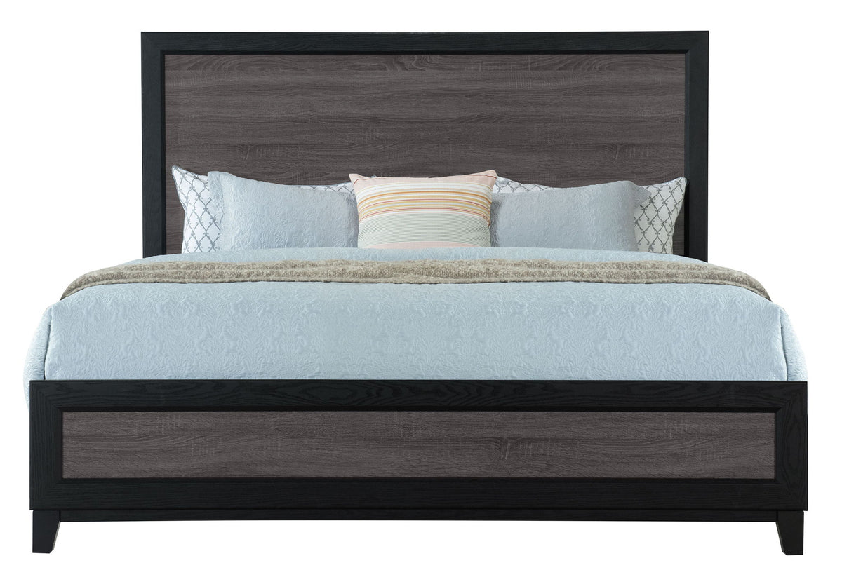 Lisbon - 4 Piece King Bedroom Set (Bed, Dresser, Mirror, Nightstand) - Black / Gray