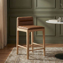 Load image into Gallery viewer, Ellis - Vegan Leather Upholstered Counter Stool (Set of 2) - Natural Base

