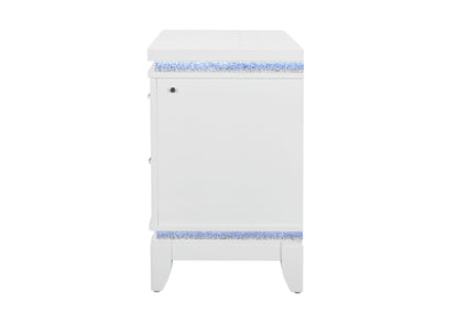 Alina - Nightstand With Cooler, LED, Speaker And USB - White