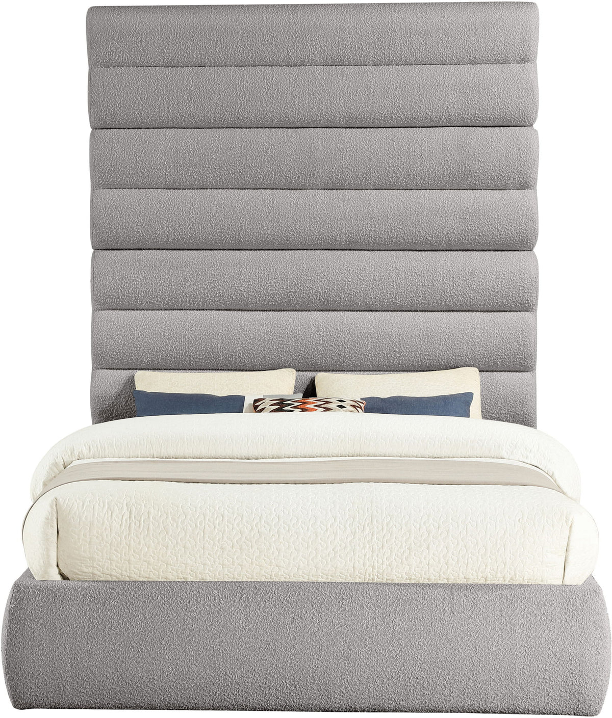 Adam - Boucle Fabric Bed With 89" Headboard
