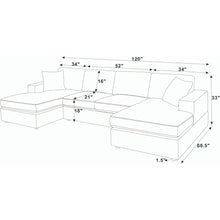 Load image into Gallery viewer, 3 Piece Double Chaise Sectional Sofa

