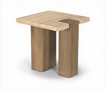 Load image into Gallery viewer, Ravenna - Genuine Fabric Travertine And Oak Wood Table
