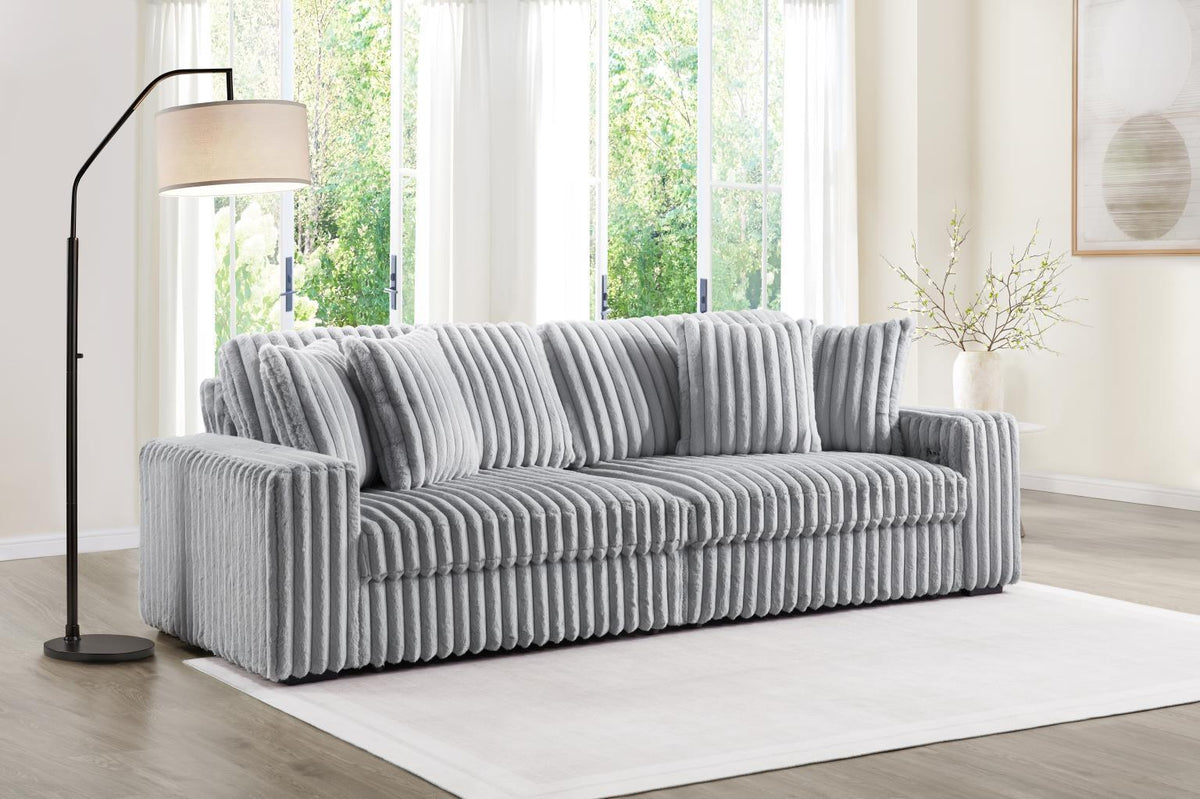 U309 - Corduroy Power 4 Seater Sofa - Gray