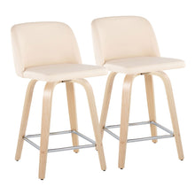 Load image into Gallery viewer, Toriano - Contemporary Fixed Height Counter Stool With Swivel With Square Footrest (Set of 2)
