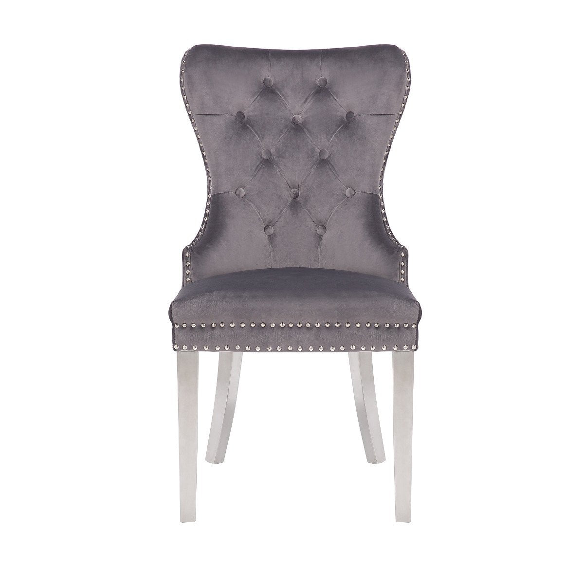 Galaxy Home Simba Stainless Steel Legs Dining Chair (Set of 2) in Grey