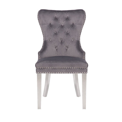 Galaxy Home Simba Stainless Steel Legs Dining Chair (Set of 2) in Grey