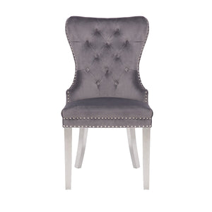 Galaxy Home Simba Stainless Steel Legs Dining Chair (Set of 2) in Grey
