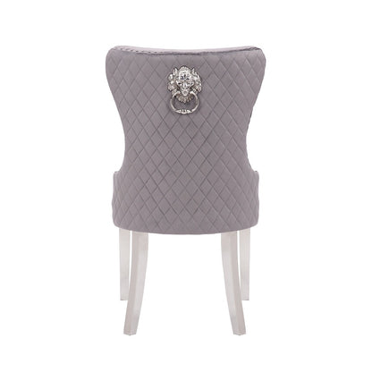 Galaxy Home Simba Stainless Steel Legs Dining Chair (Set of 2) in Grey