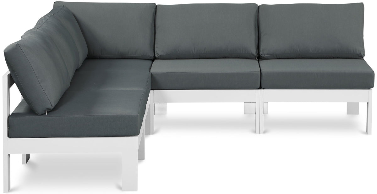 Nizuc - Outdoor Patio 5 Piece Modular Sectional With White Frame